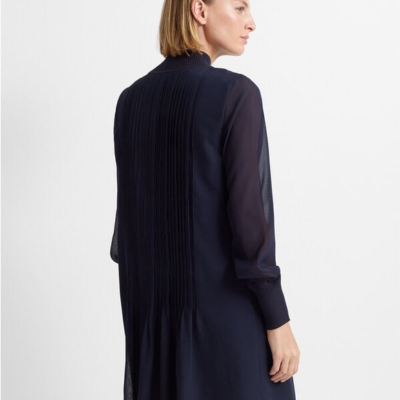 Club Monaco Pintuck Rib Dress Navy Blue Fall Winter Size 0 XS - Picture 4 of 6